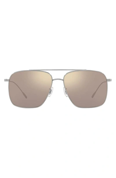 Oliver Peoples Dresner 56mm Polarized Pilot Sunglasses In Silver