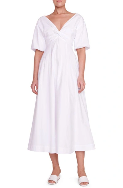 Staud Finley Stretch Cotton Dress In White