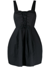 Staud Sutton Lace-up Stretch Cotton Dress In Black