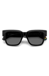 Polaroid 52mm Polarized Square Sunglasses In Black/ Gray Polarized