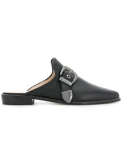 Stuart Weitzman Buckle Mules - Black
