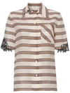 Fendi Oversized Stripe Print Embroidered Shirt In Pink