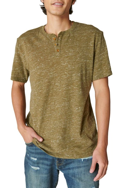 Lucky Brand Short Sleeve Henley In Dark Oli