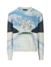 Amiri Runway Print Cashmere Crewneck Sweater In Multicolor