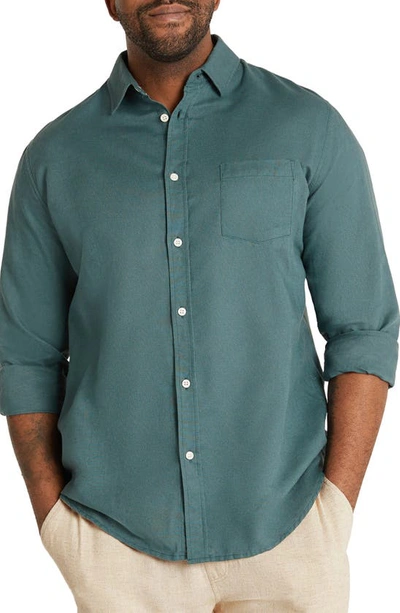 Johnny Bigg Anders Linen & Cotton Button-up Shirt In Teal