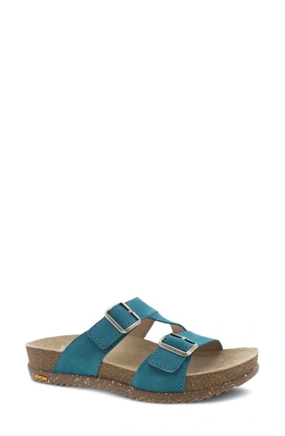 Dansko Dayna Strappy Slide Sandal In Teal Suede