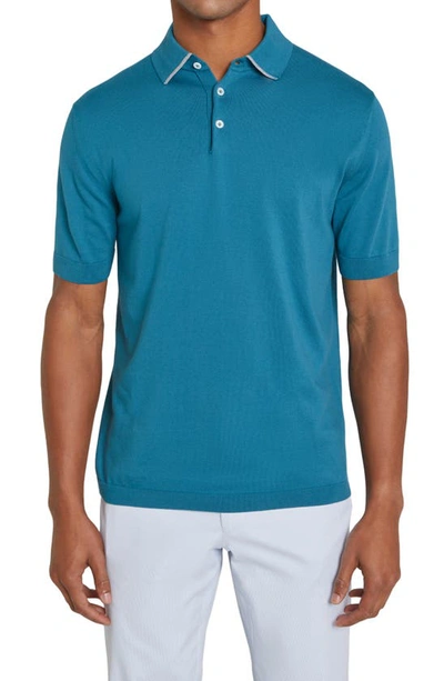 Jack Victor Roslyn Tipped Polo In Teal