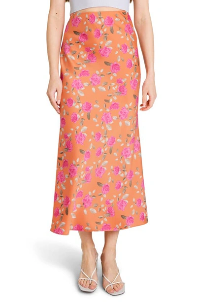 Wayf Eleanor Floral Skirt In Orange Roses