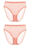 Eby 2-pack Sheer High Waist Panties In Coral Pink