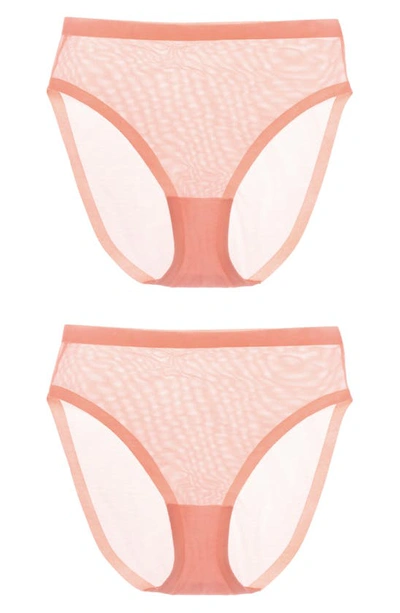 Eby 2-pack Sheer High Waist Panties In Coral Pink