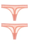 Eby 2-pack Sheer Thongs In Coral Pink