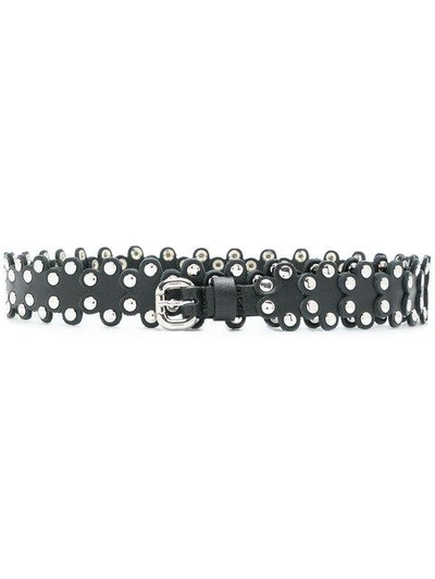 Red Valentino Red(v) Studded Flower Belt In Black