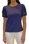 Jaclyn Smith Puff Sleeve Top In Eclipse