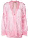 N°21 Oversize Open-knit Feather Cardigan In Pink