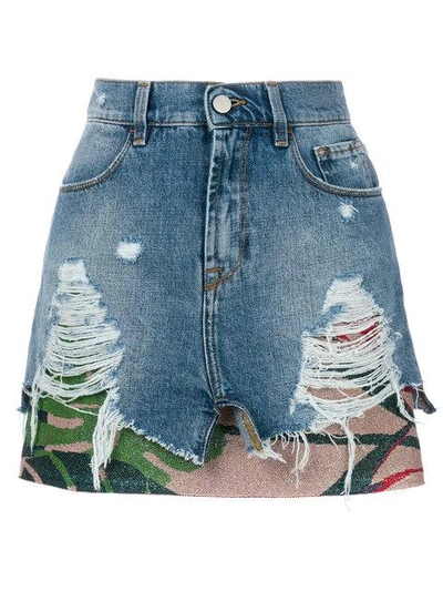 Circus Hotel Ripped Effect Skirt - Blue
