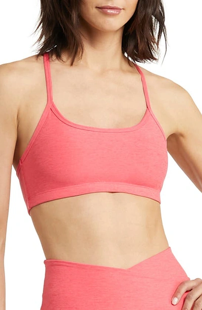 Beyond Yoga Space Dye Slim Racerback Sports Bra In Paradise Coral Heather