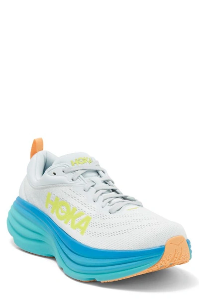 Hoka Bondi 8 Running Shoe In Ice Flow/ Bit Of Blue