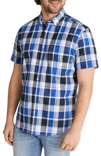 Johnny Bigg Lakes Plaid Cotton Short Sleeve Button-down Shirt) In Cobalt