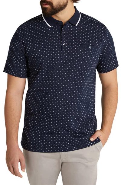 Johnny Bigg Taylor Classic Fit Geo Print Cotton Polo In Navy
