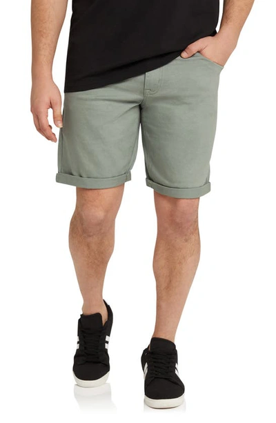 Johnny Bigg Colton Stretch Cotton Denim Shorts In Sage