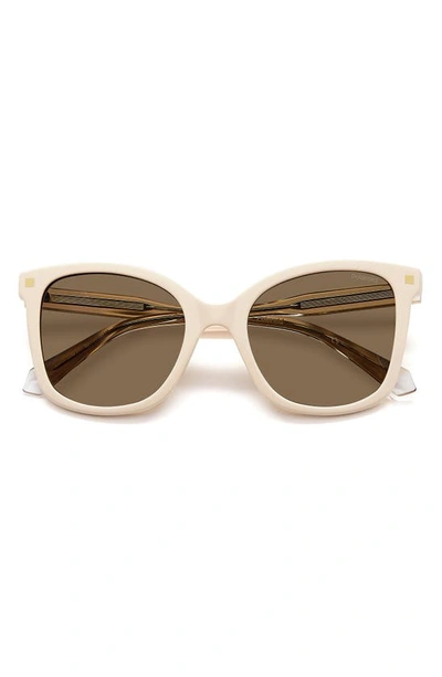 Polaroid 53mm Polarized Square Sunglasses In Ivory/ Bronze Polar