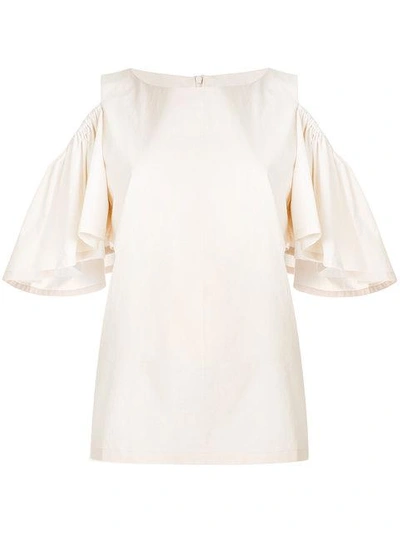 Neul Pleated Sleeve Top In Neutrals