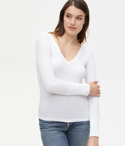 Michael Stars Romeo Thermal V-neck Tee In White