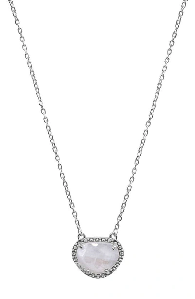 Adornia Fine Sterling Silver Birthstone Halo Pendant Necklace In Silver - Moonstone - April
