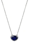 Adornia Fine Sterling Silver Birthstone Halo Pendant Necklace In Silver - Sapphire - September