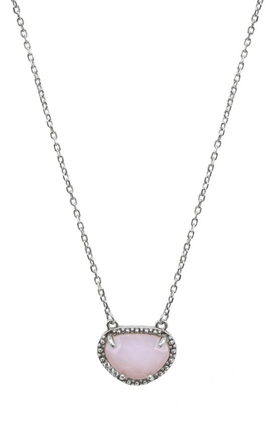 Adornia Fine Sterling Silver Birthstone Halo Pendant Necklace In Silver - Opal - October