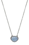 Adornia Fine Sterling Silver Birthstone Halo Pendant Necklace In Silver - Aquamarine - March