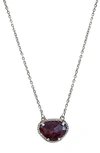Adornia Fine Sterling Silver Birthstone Halo Pendant Necklace In Silver - Garnet - January