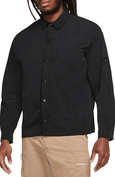 Nike Men's  Sportswear Tech Pack Woven Long-sleeve Shirt In Black