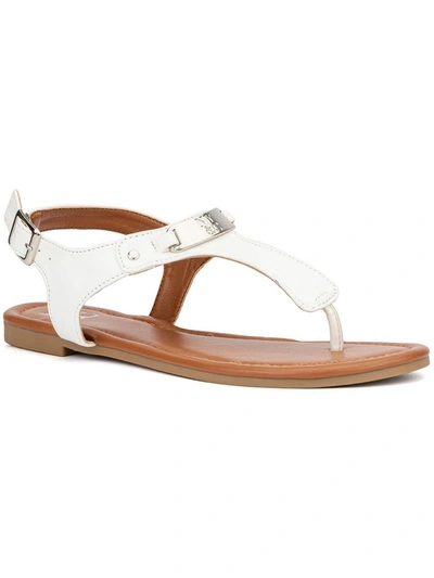 New York And Company Fiona Womens T Strap Flat Slingback Sandals In White