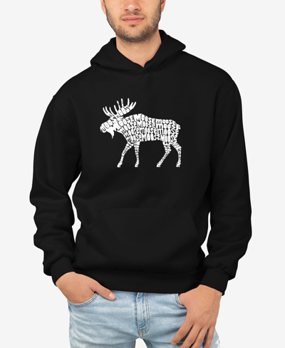 La Pop Art Men's Moose Word Art Long Sleeve Hooded Sweatshirt In Dark Gray