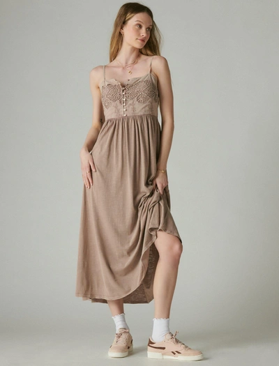 Lucky Brand Women's Lace Button-front Midi Dress In Fawn | ModeSens