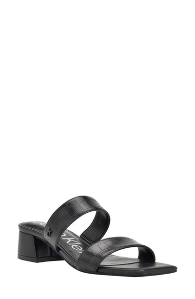 Calvin Klein Women's Paneer Square Toe Slip-on Dress Sandals In Black