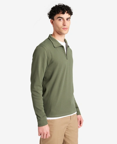 Kenneth Cole Men's Slim-fit Quarter-zip Knit Pullover In Dark Green