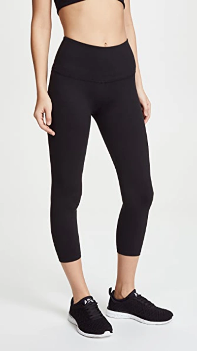 Beyond Yoga Cruz Scalloped High-waist Midi Leggings In Black