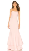 Likely Aurora Double-flounce Hem Gown In Rose Shadow