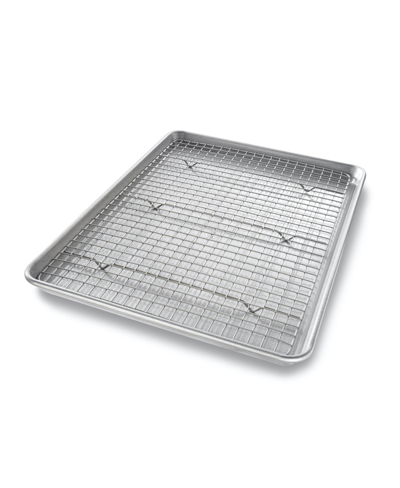 Usa Pan Stainless Steel Sheet And Baking Rack Set In Silver