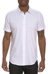 Robert Graham Diamond Bar Short Sleeve Button Down Shirt In White