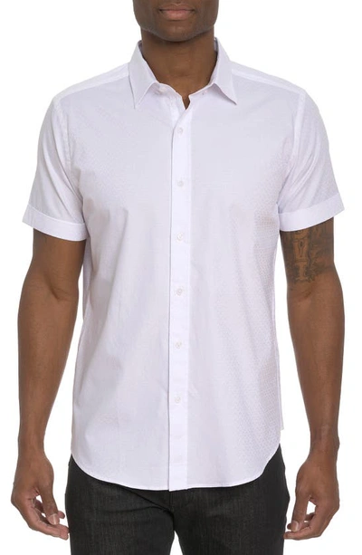 Robert Graham Diamond Bar Short Sleeve Button Down Shirt In White