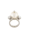 Miu Miu Faux Pearl Ring In Metallic