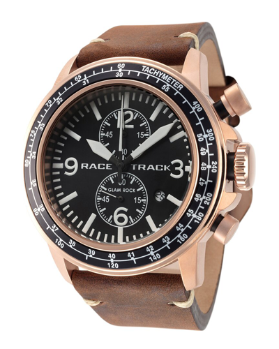 Glam Rock Men's Racetrack Action Tachymeter 46mm Quartz Watch In Brown
