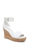 Franco Sarto Clemens Ankle Strap Platform Wedge Sandal In White Leather