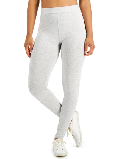 Style & Co Petites Womens Knit Mid-rise Leggings In Grey