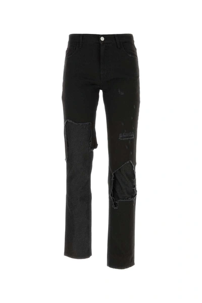 Raf Simons Double-layered Destroyed Jeans In Black