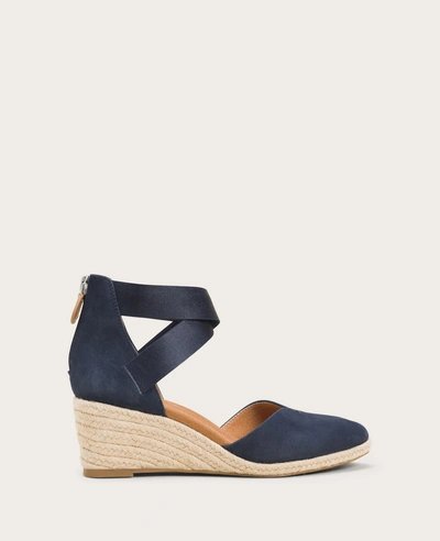 Gentle Souls Women's Orya Wedge Pointy Toe Espadrille Sandals In Navy Suede