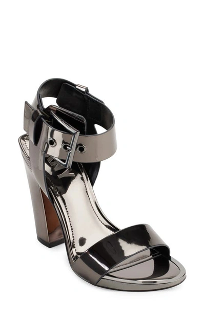 Dkny Yadira Ankle-strap Slingback Platform Sandals In Black/ White